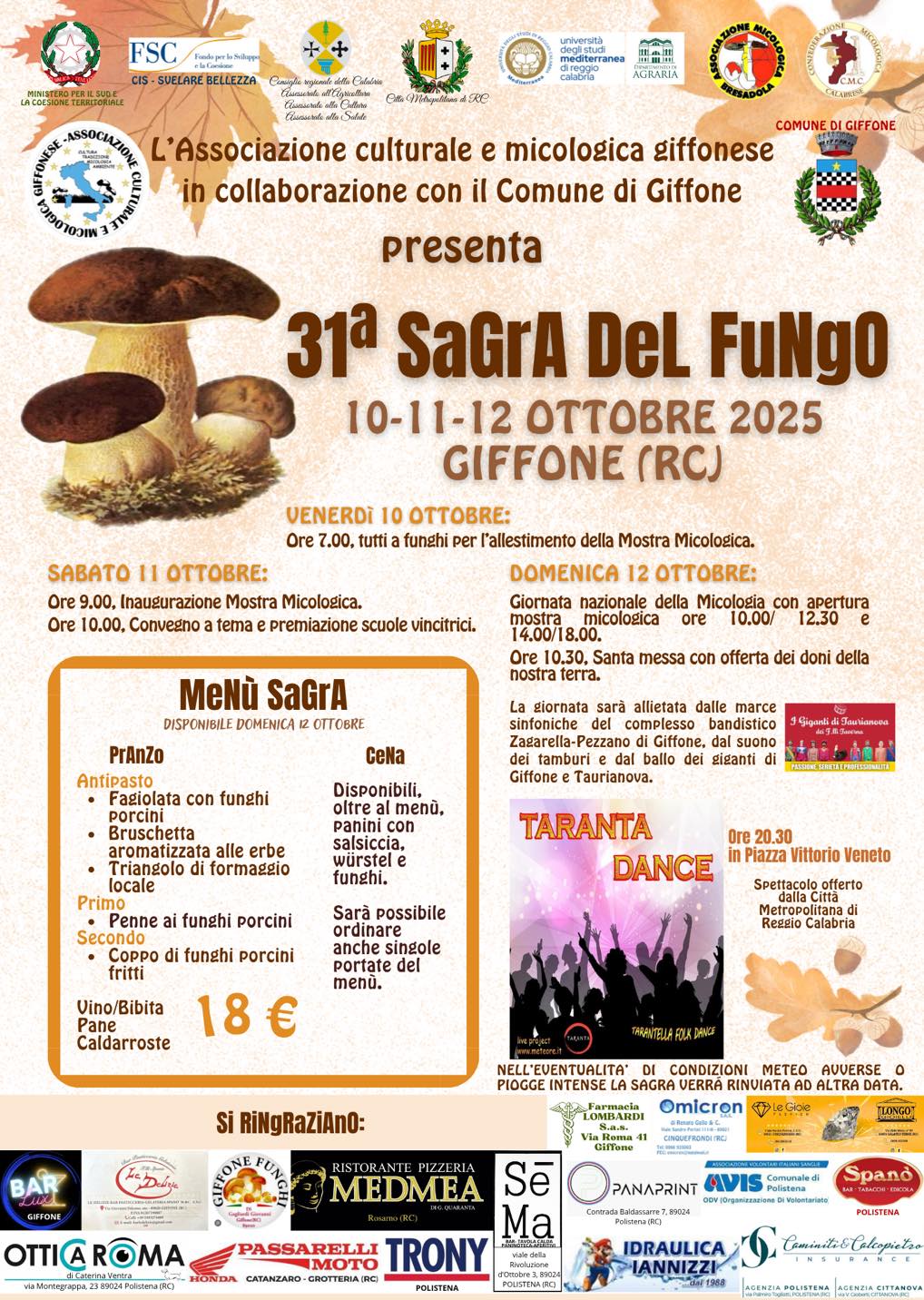 Programma Sagra del Fungo a Giffone