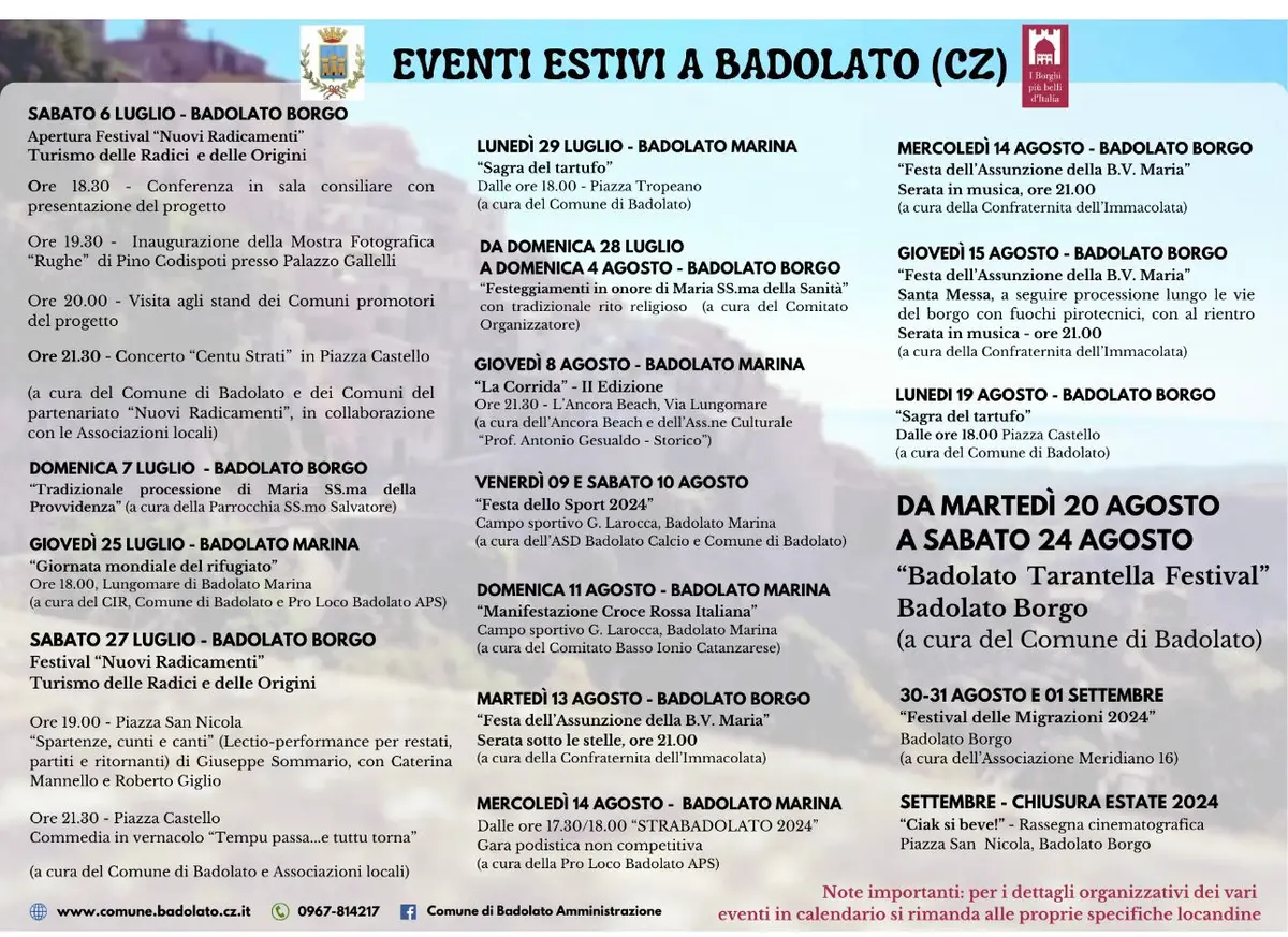 eventi luglio-settembre badolato