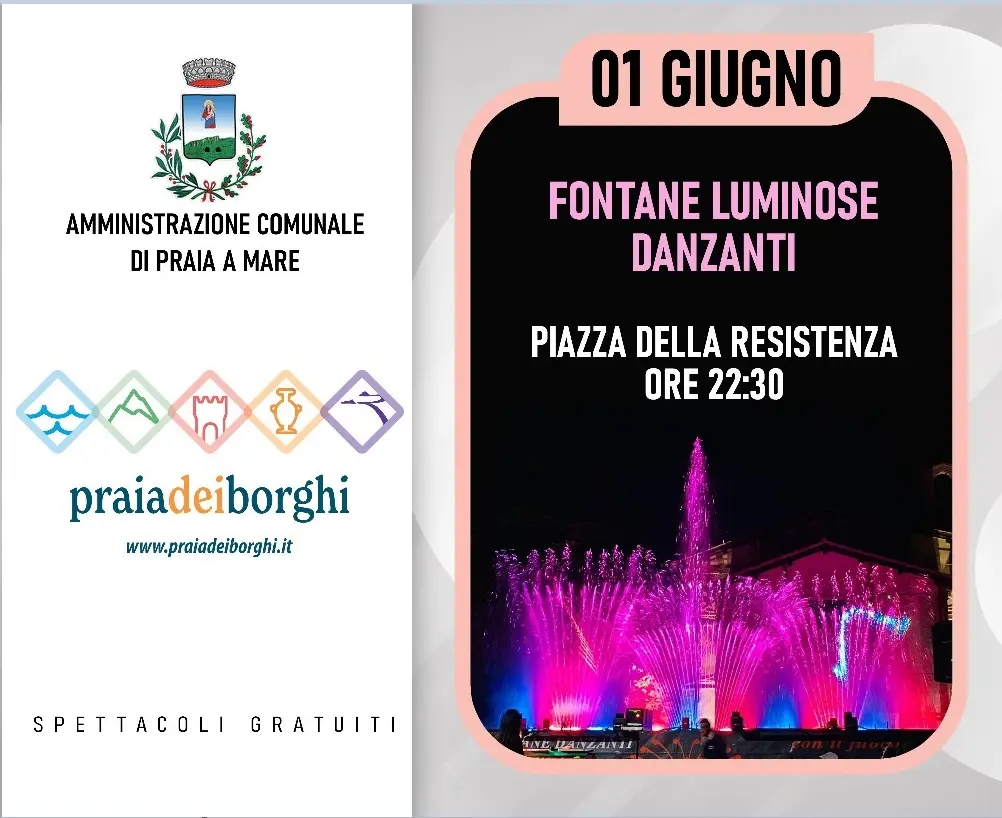 Fontane luminose danzanti a Praia a Mare