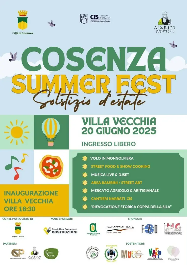 Locandina evento Cosenza Summer Fest - Solstizio d'estate