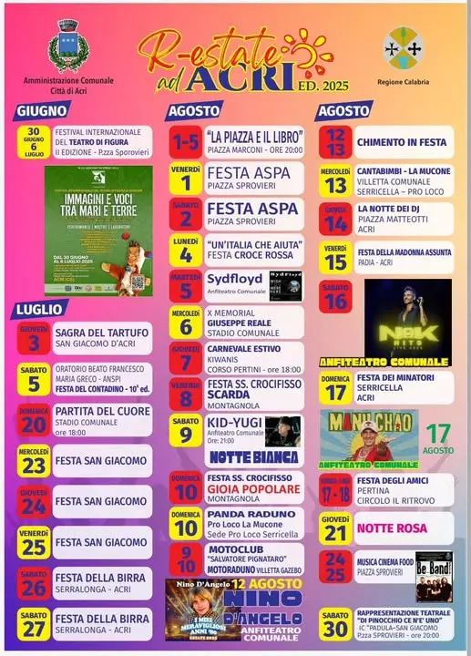 Calendario eventi Estate ad Acri