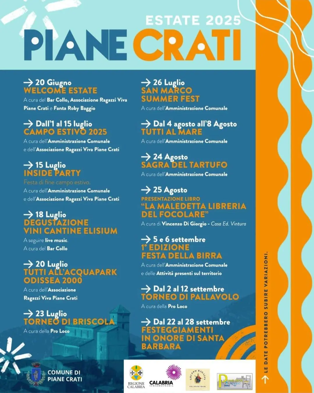 Calendario eventi Estate a Piane Crati