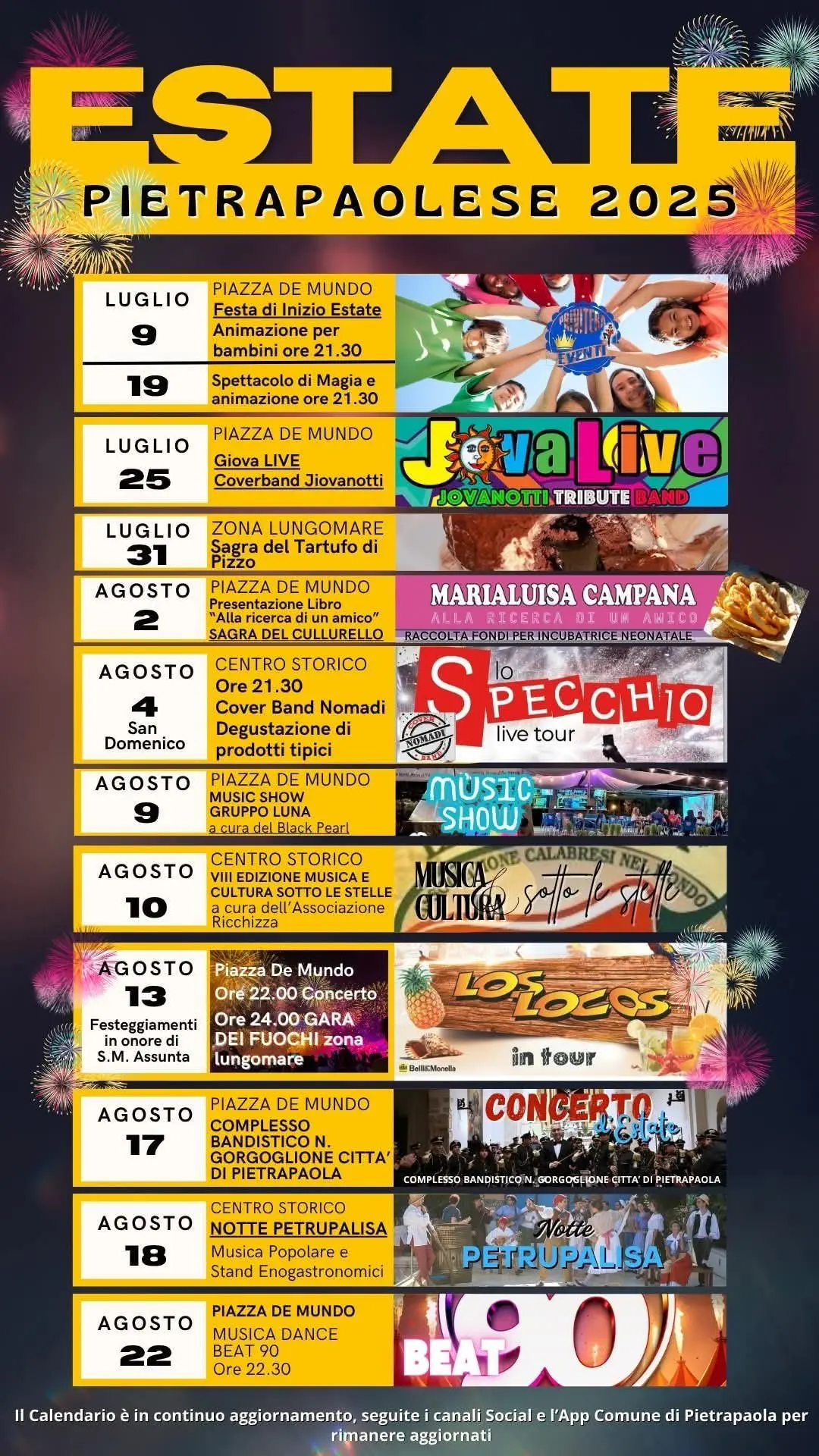 Calendario eventi Estate a Pietrapaola