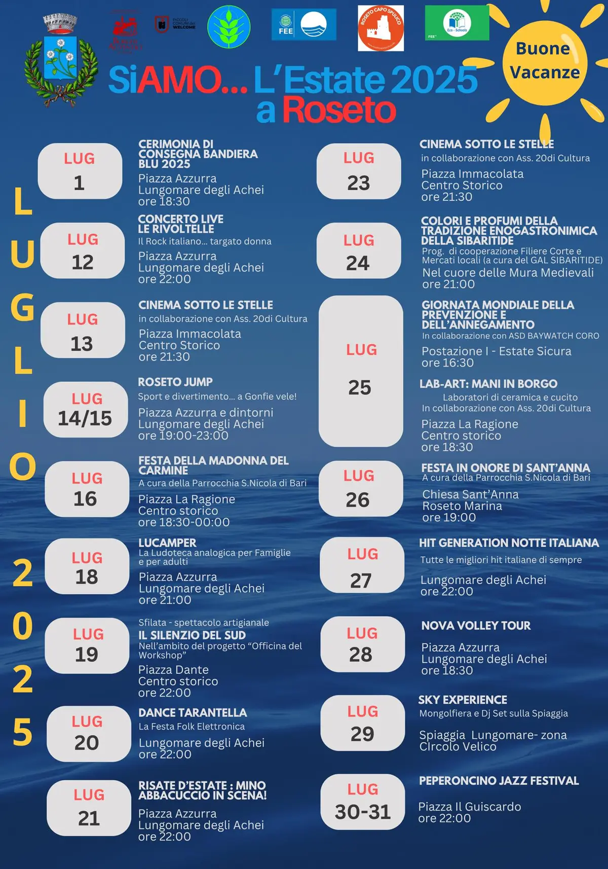Calendario eventi Estate a Roseto Capo Spulico