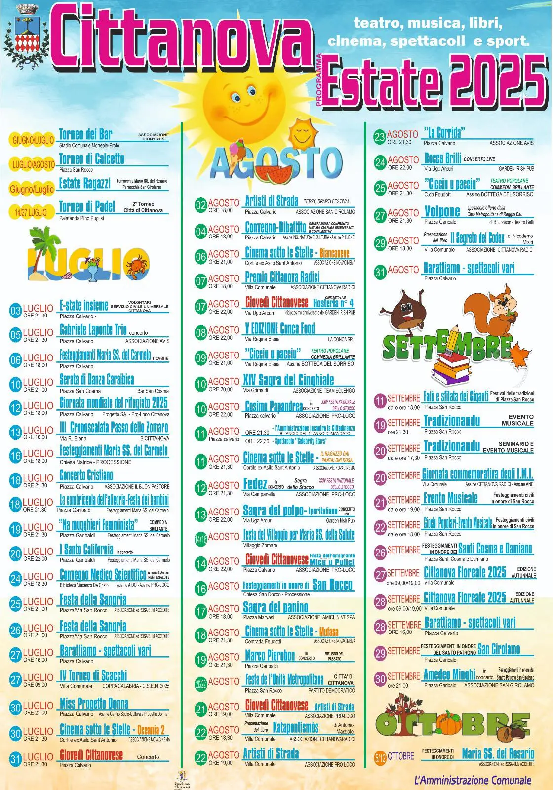 Calendario eventi Estate a Cittanova