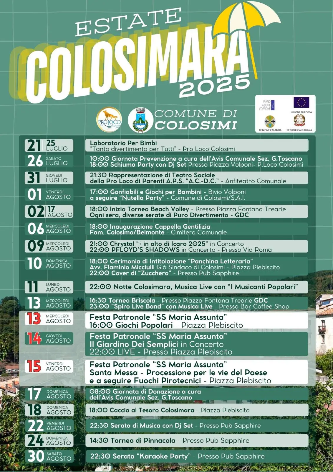 Calendario eventi Estate a Colosimi