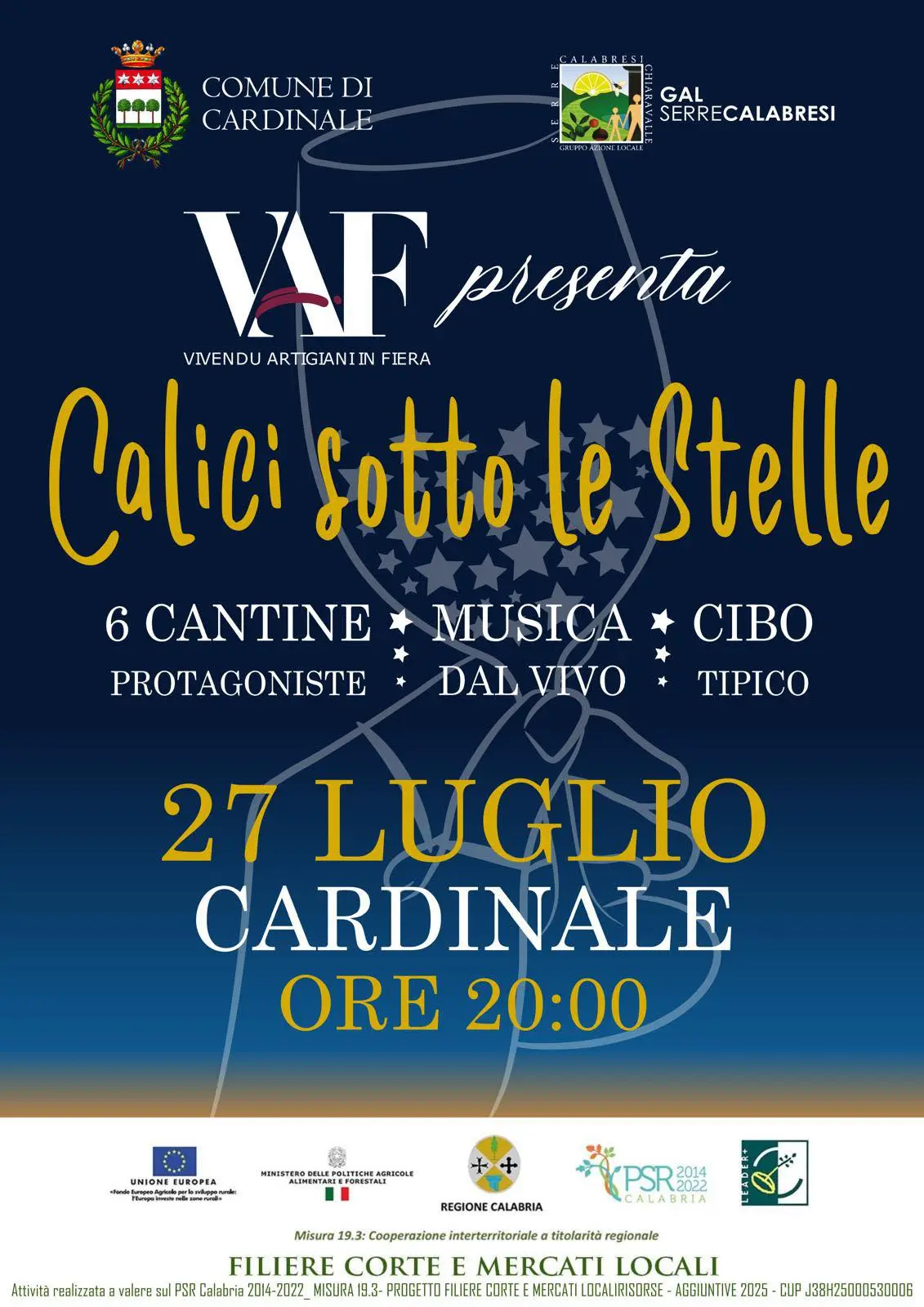 Locandina evento Calici sotto le stelle