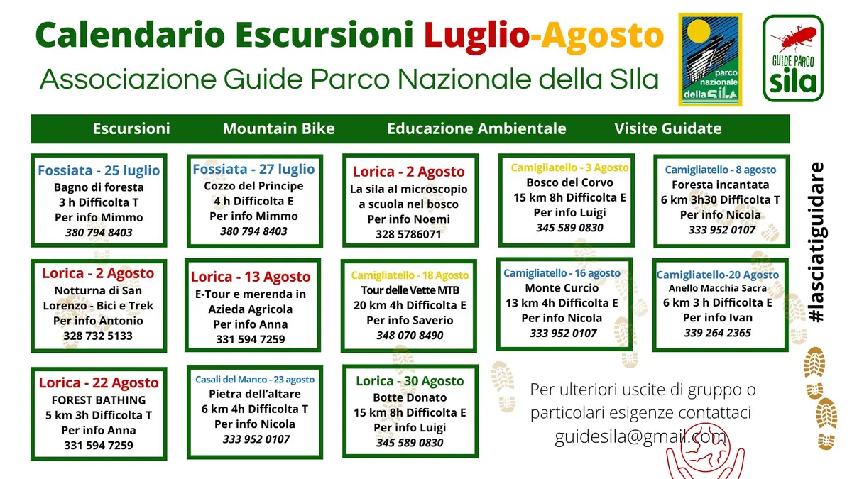 Calendario Escursioni in sila