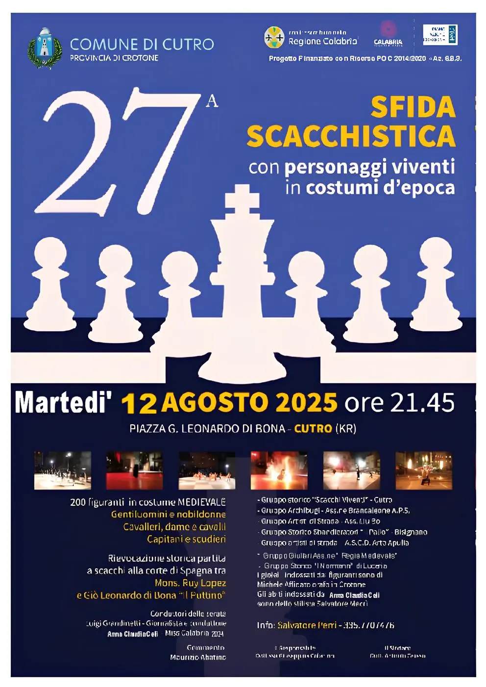 Chess challenge with living characters in period costumes