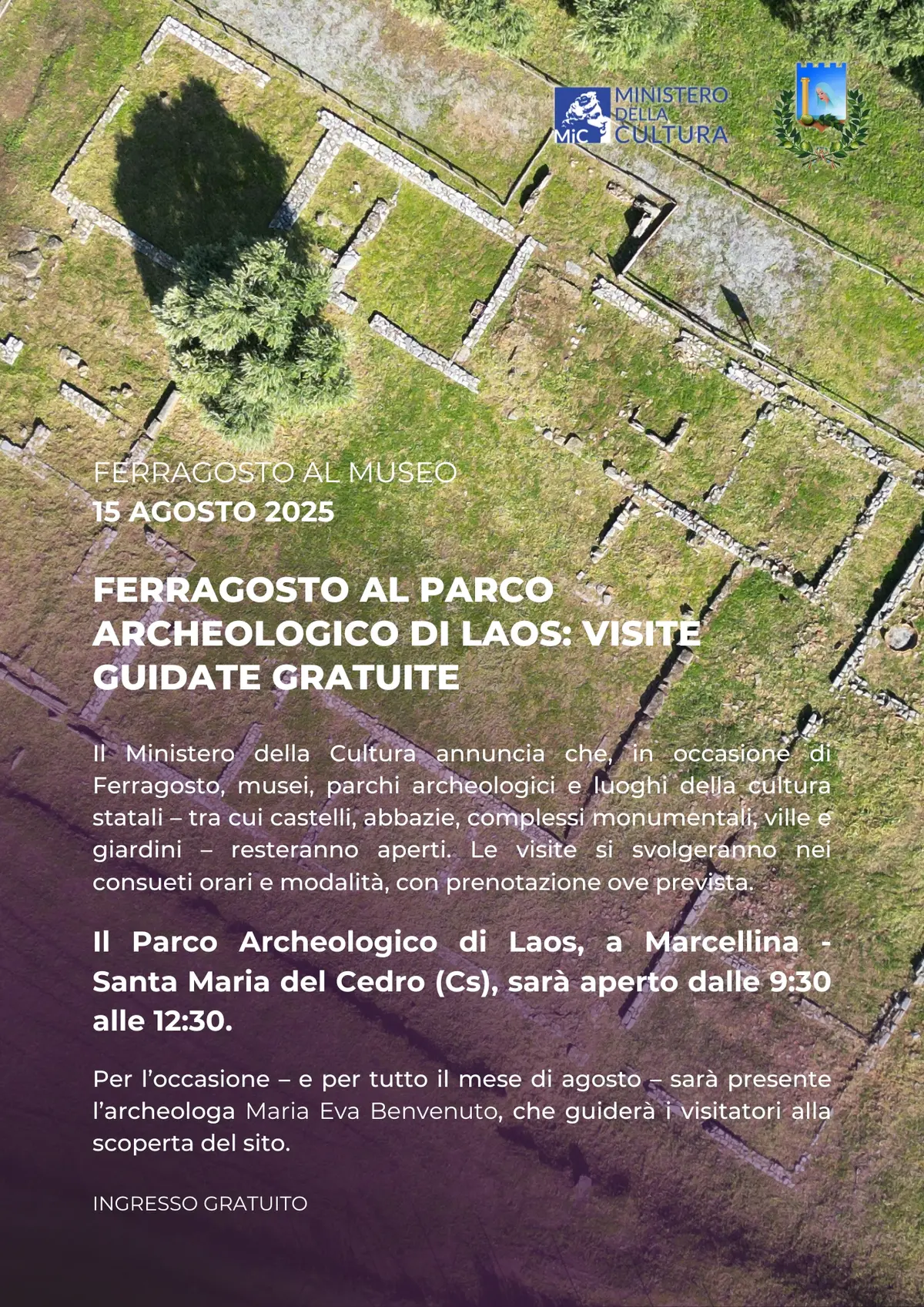 Locandina evento Visita al parco archeologico di Laos Ferragosto 2025