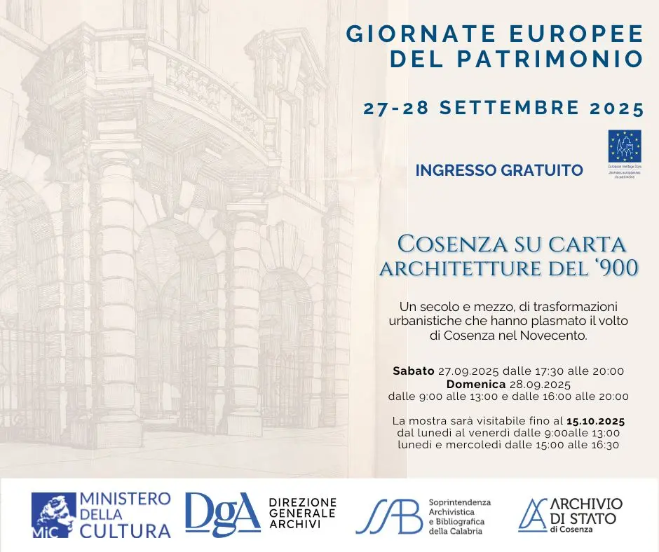 Giornate Europee del Patrimonio all'Archivio di Stato di Cosenza