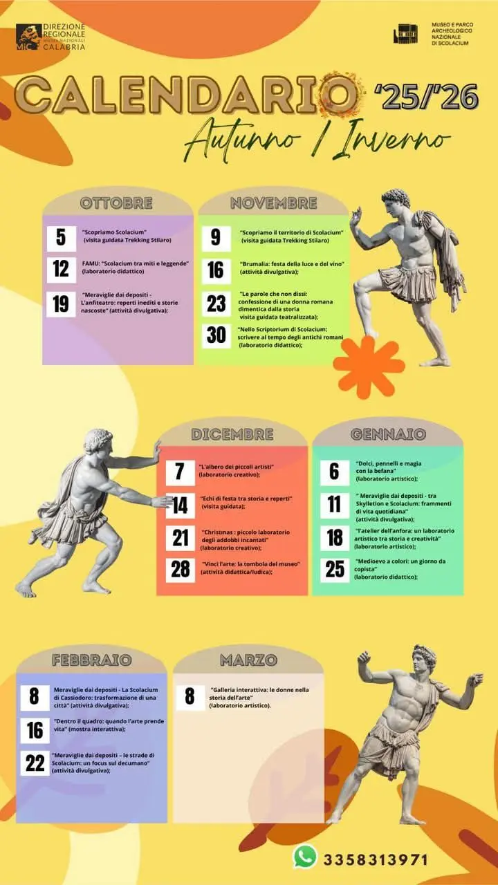 Calendario eventi autunno/inverno al Parco Archeologico Nazionale di Scolacium