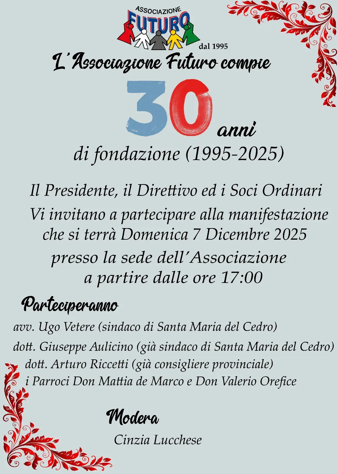 Locandina trentesimo anniversario Associazione Futuro di Santa Maria del Cedro