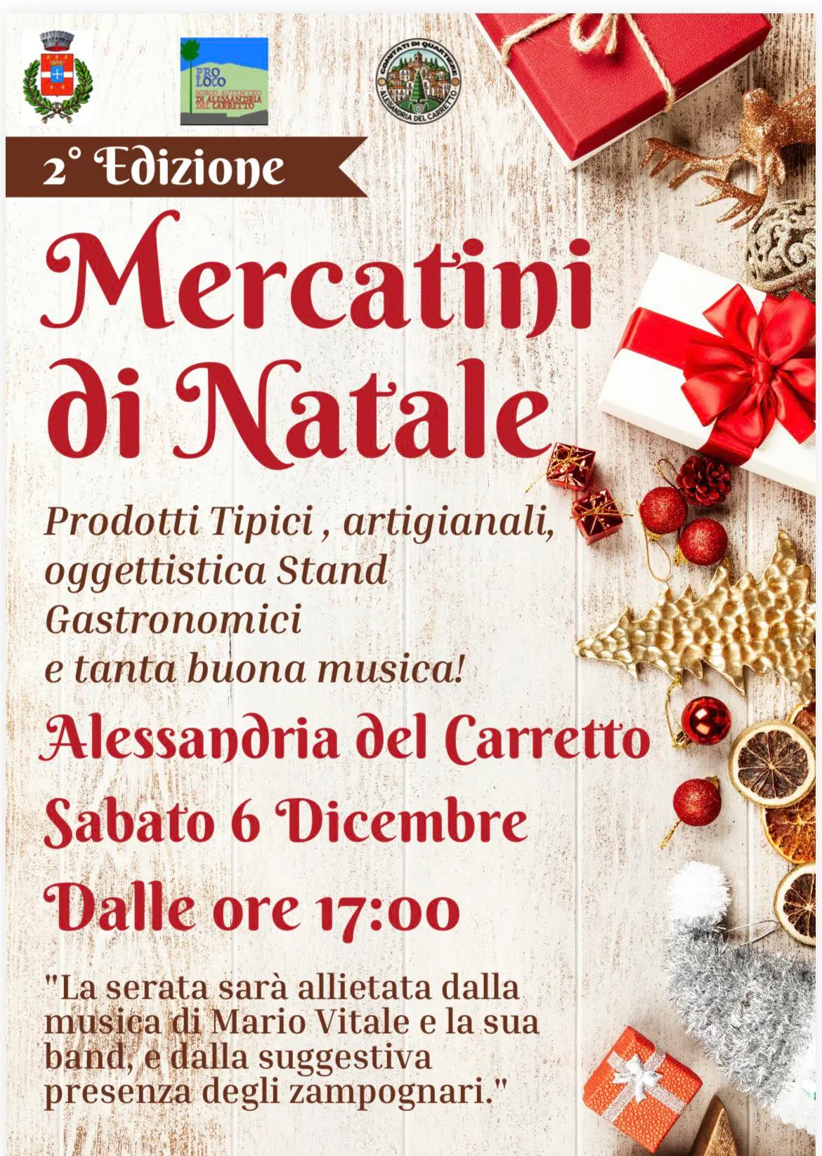 Locandina evento Mercatini di Natale Alessandria del Carretto