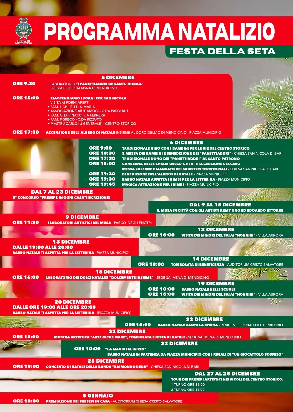 Locandina evento Natale a Mendicino