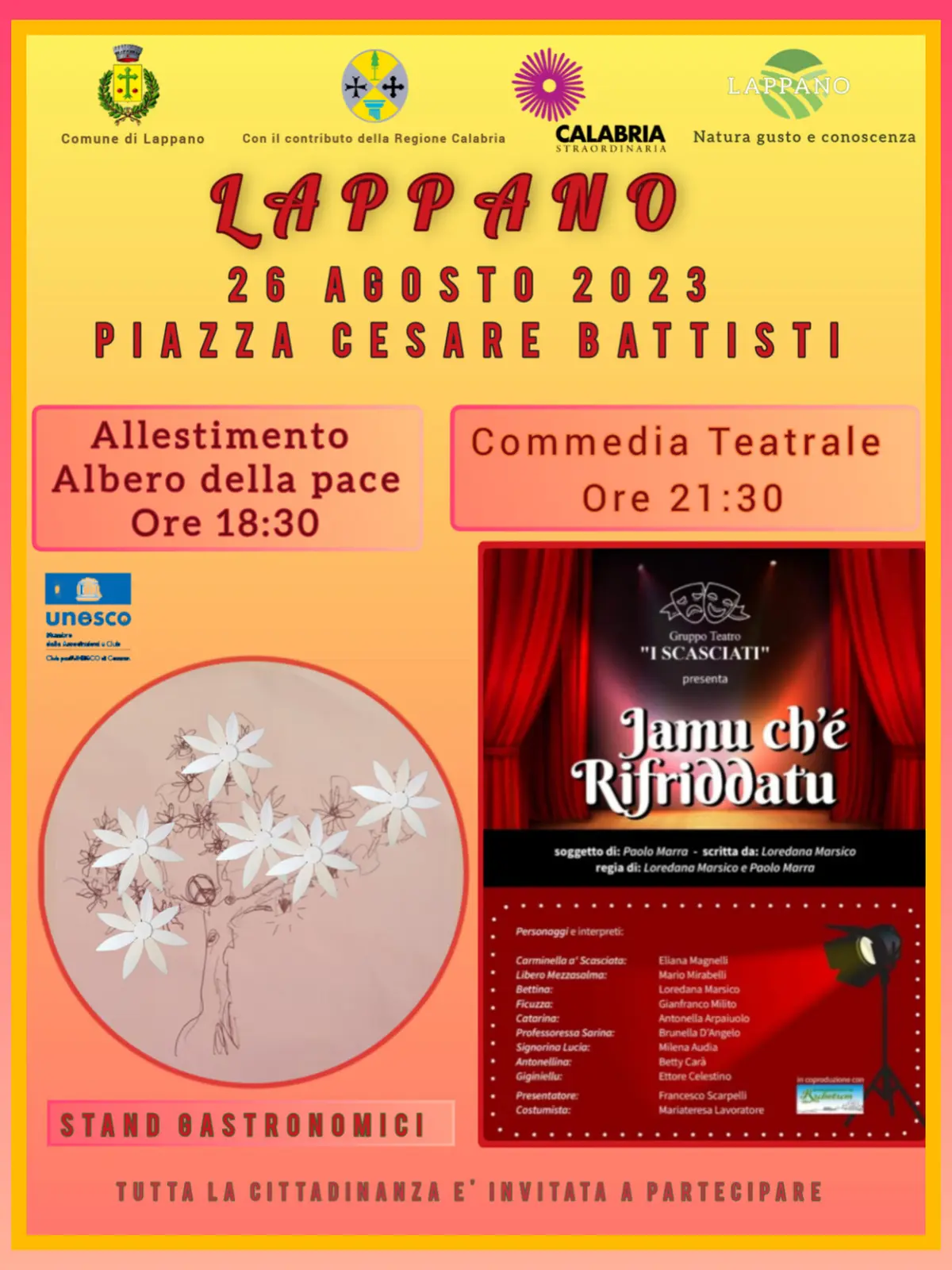 Allestimento albero della pace e serata teatrale Lappano