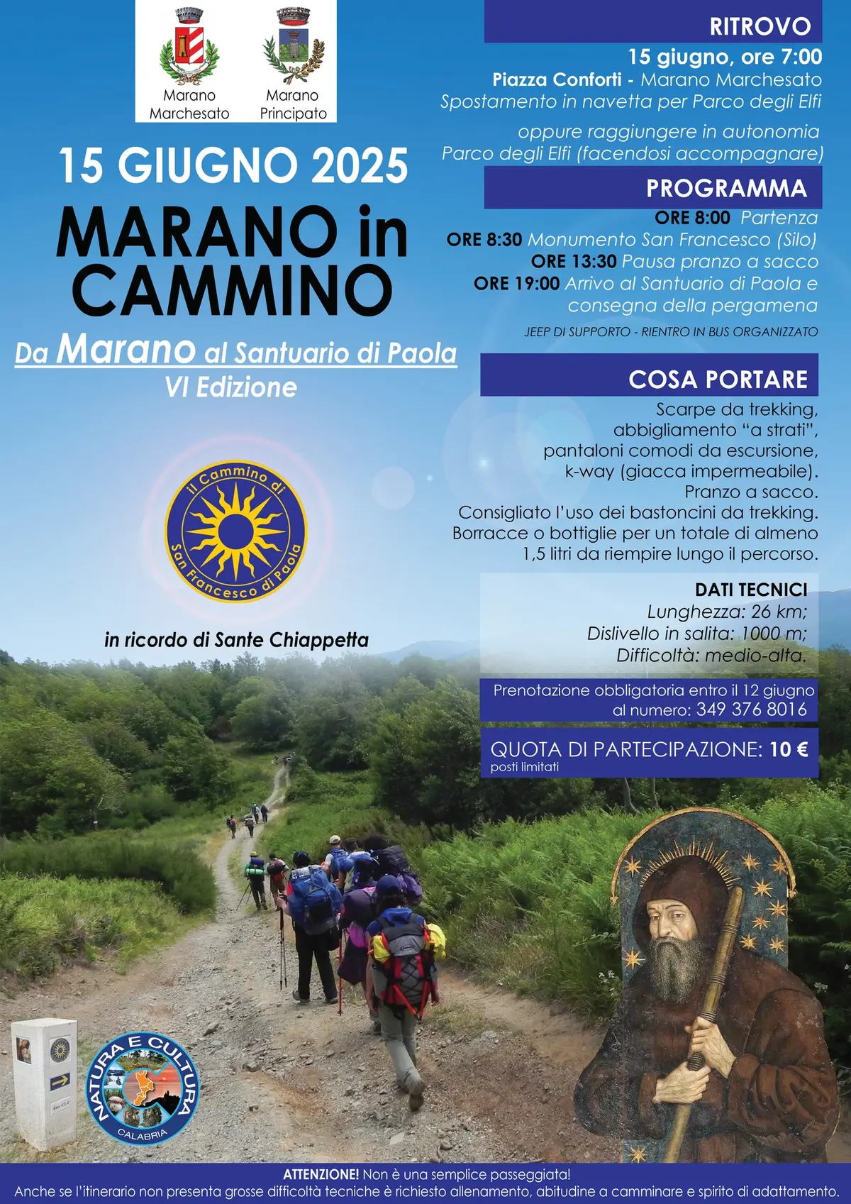 Locandina evento Marano in cammino