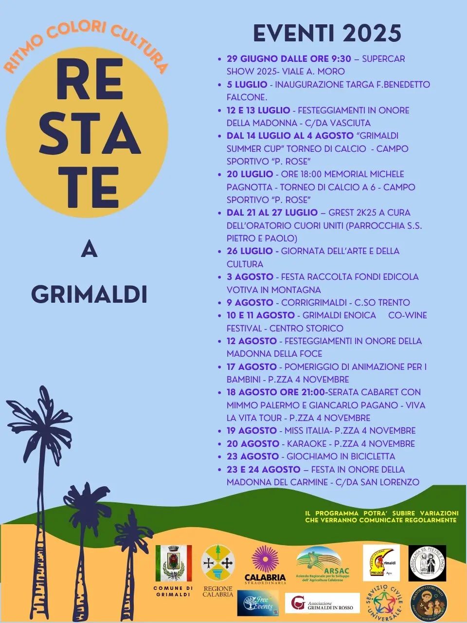 Calendario eventi Estate a Grimaldi