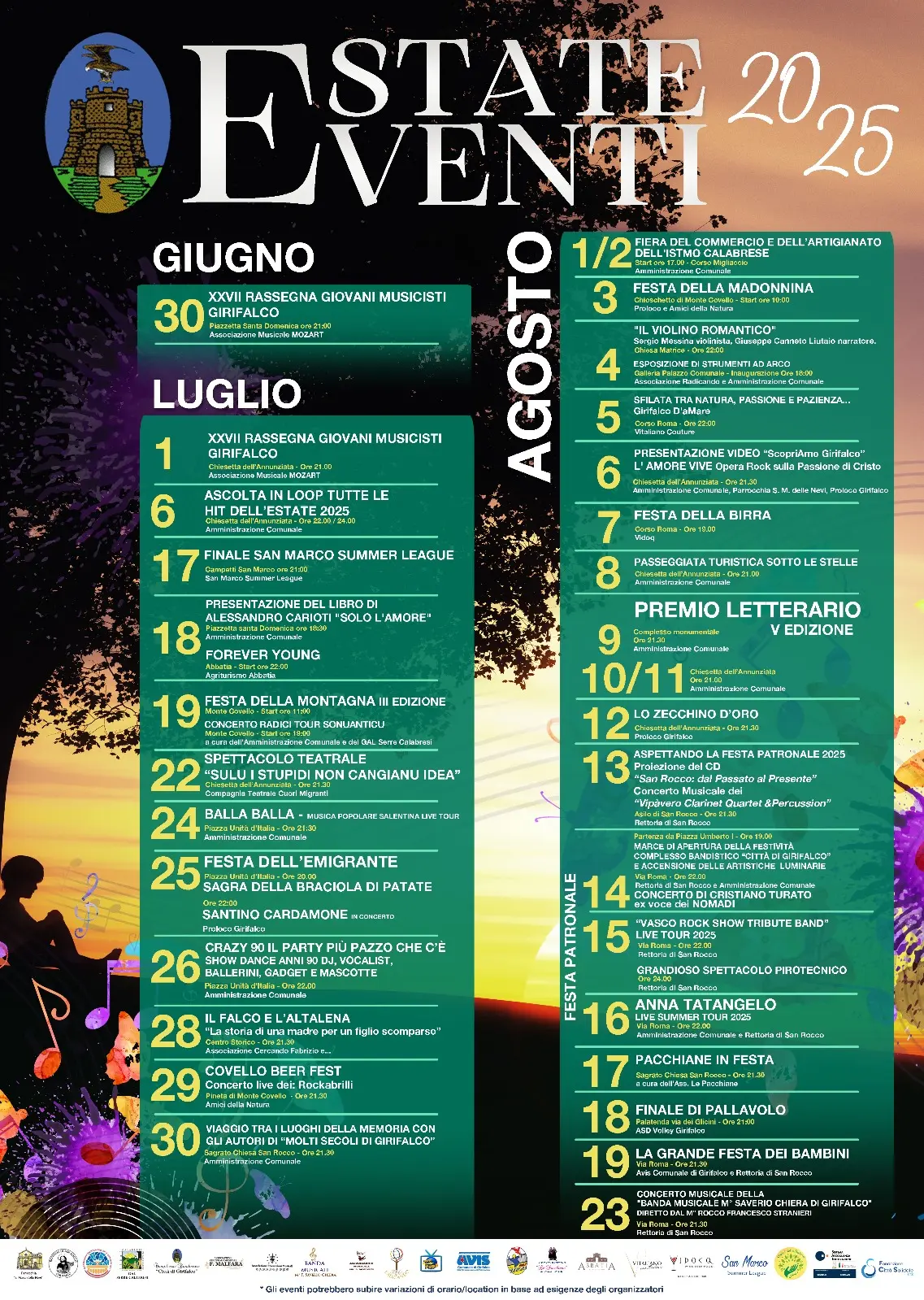 Calendario eventi Estate a Girifalco