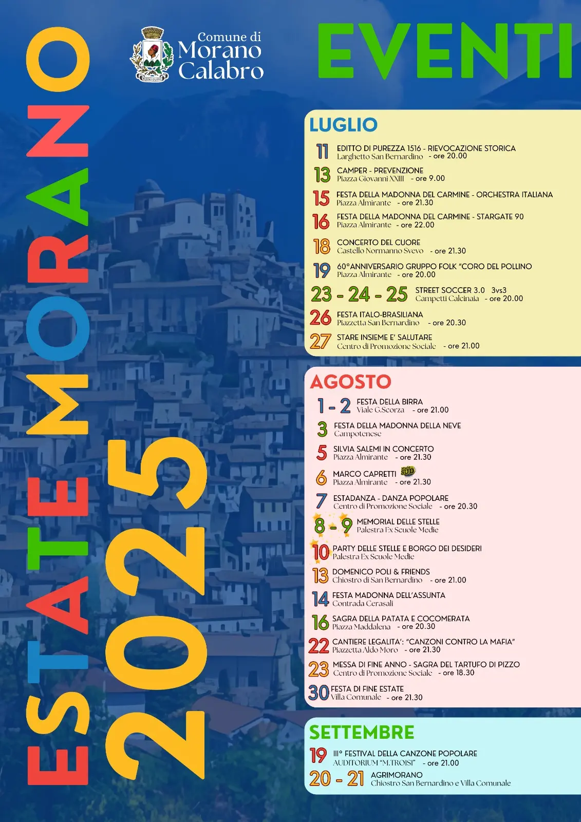 Calendario eventi Estate a Morano Calabro