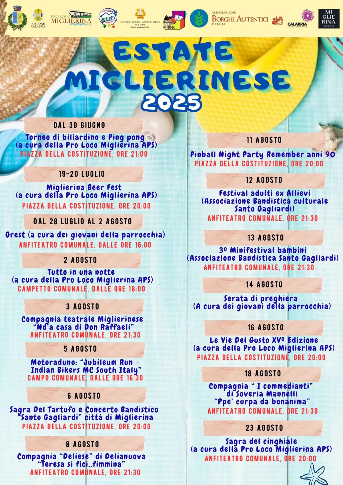 Calendario eventi Estate a Miglierina