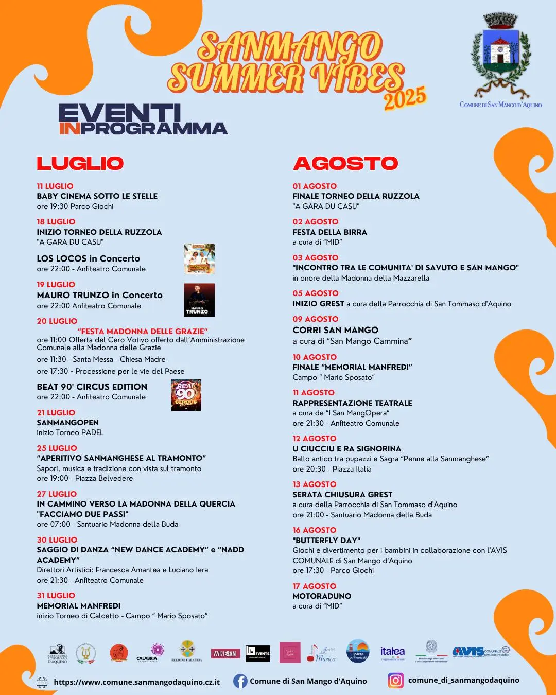Calendario eventi Estate a San Mango d'Aquino