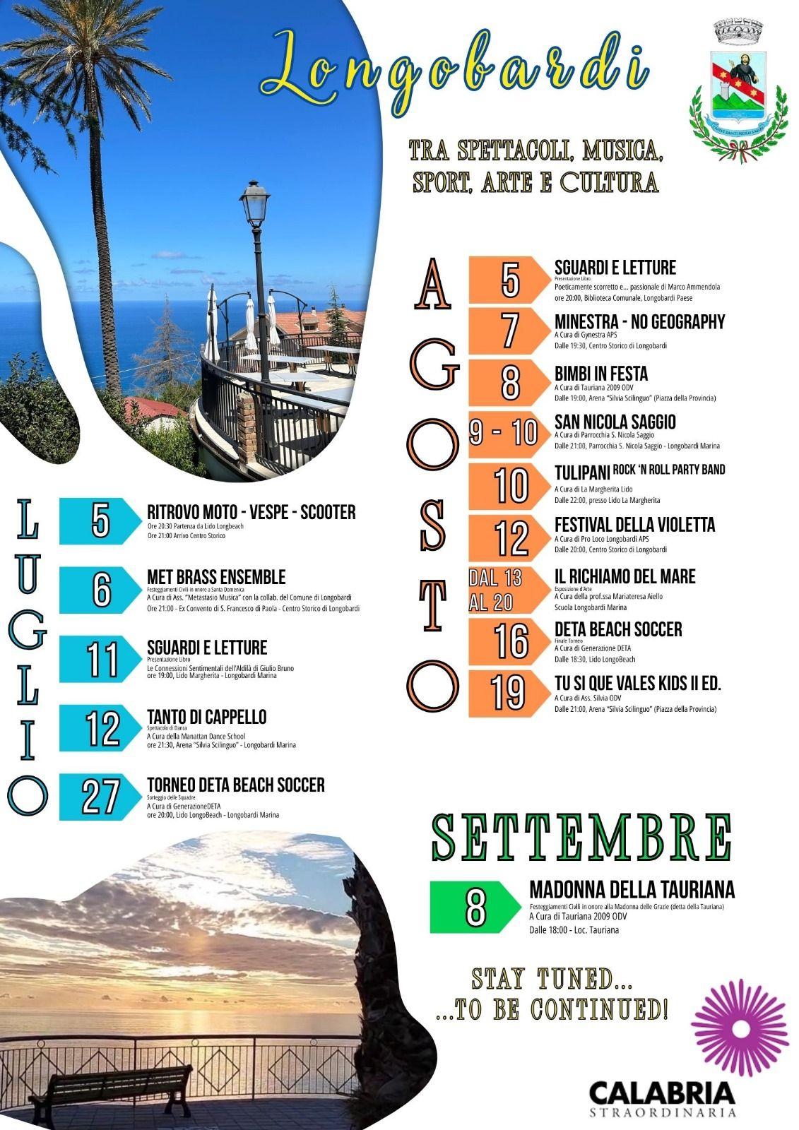 Calendario eventi Estate a Longobardi