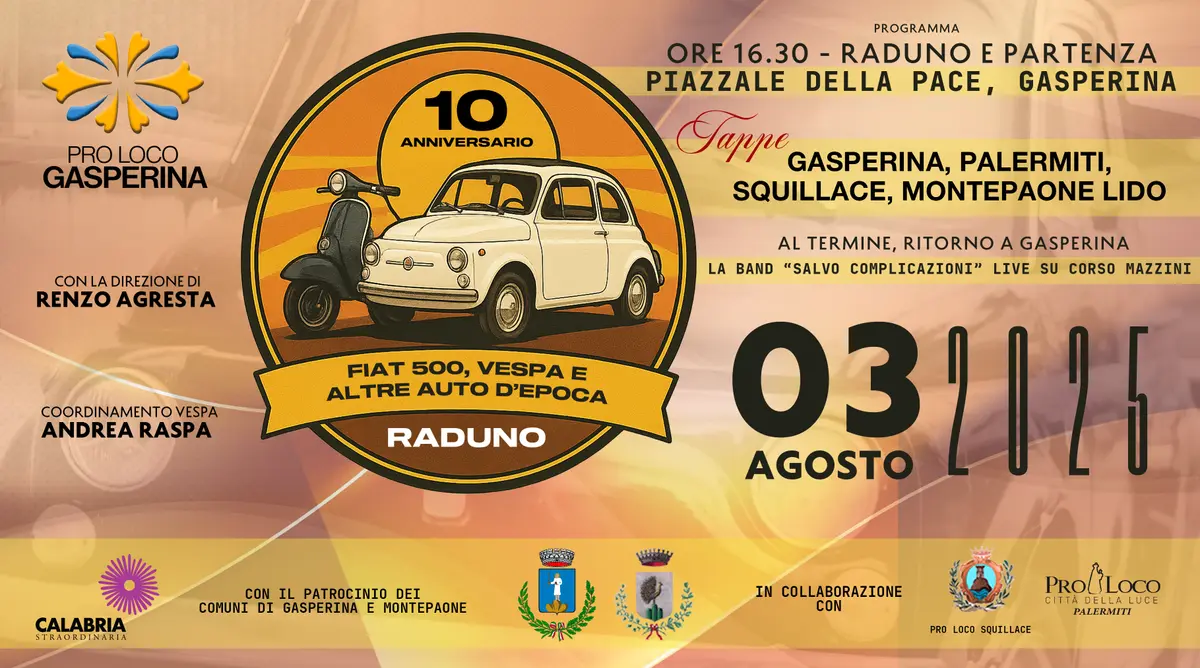 Locandina Raduno Fiat 500, Vespa e Auto d’Epoca – 10ª Edizione