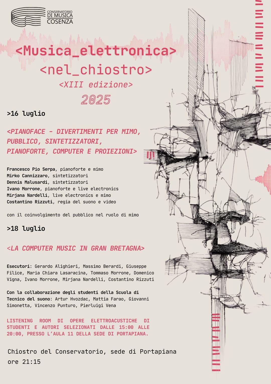 Locandina evento Musica elettronica nel chiostro