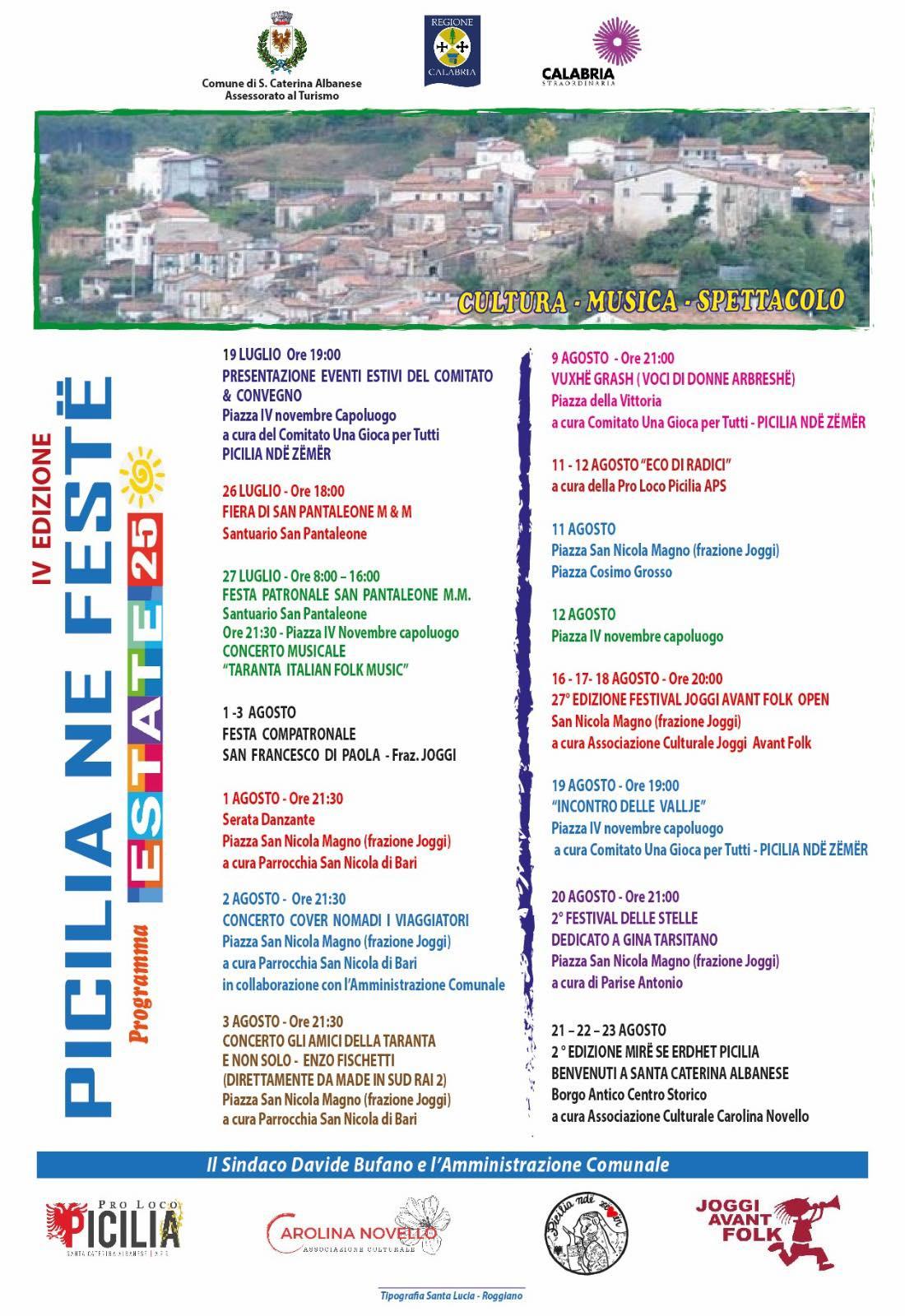 Calendario eventi Estate a Santa Caterina Albanese