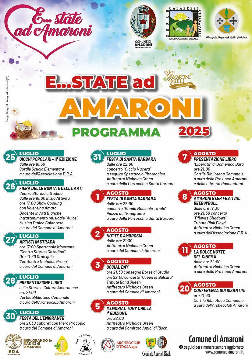 Calendario eventi Estate ad Amaroni