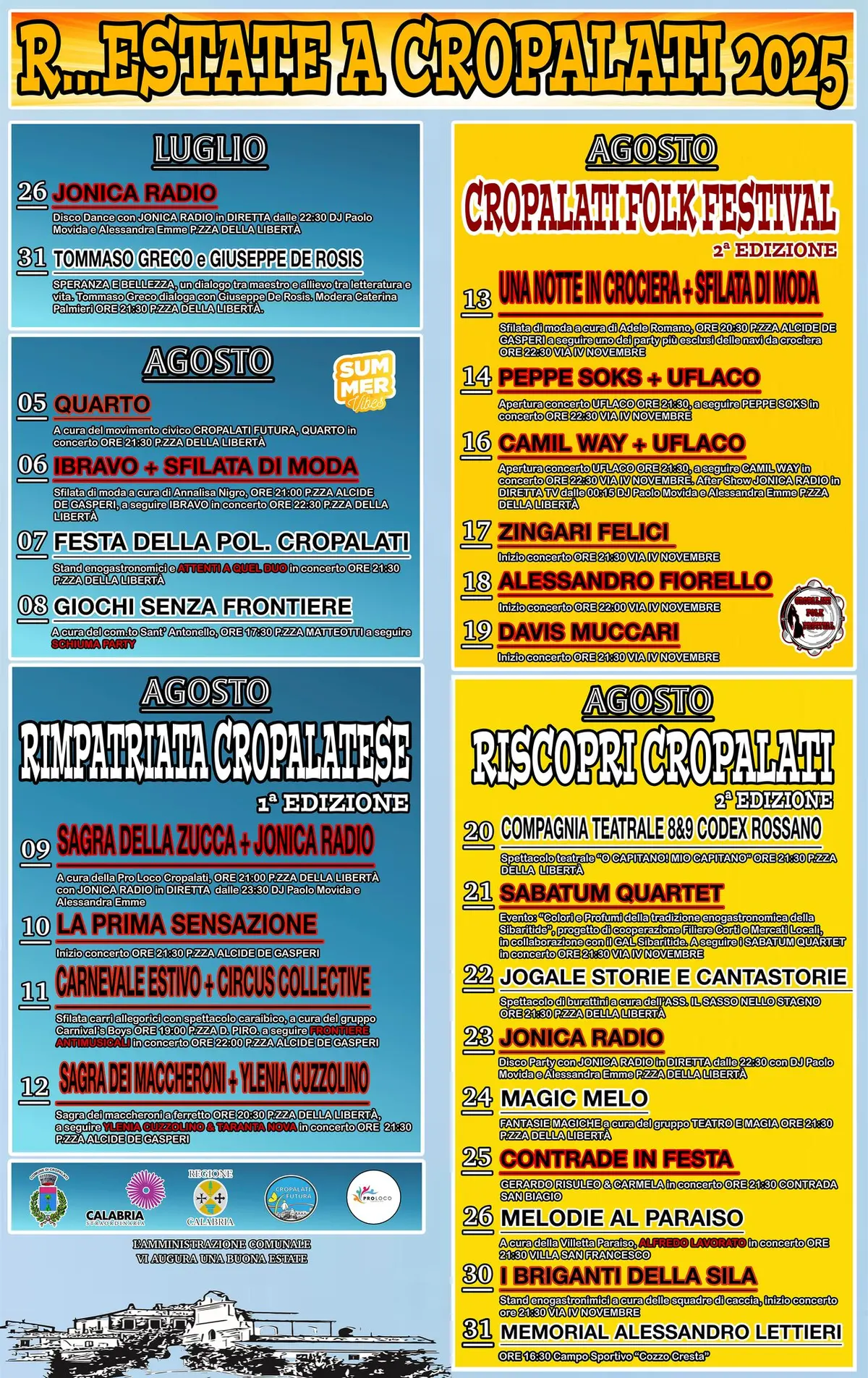 Calendario eventi Estate a Cropalati