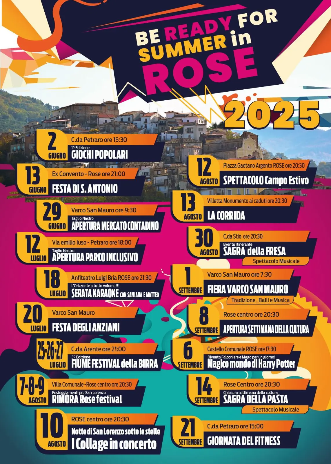 Calendario eventi Estate a Rose