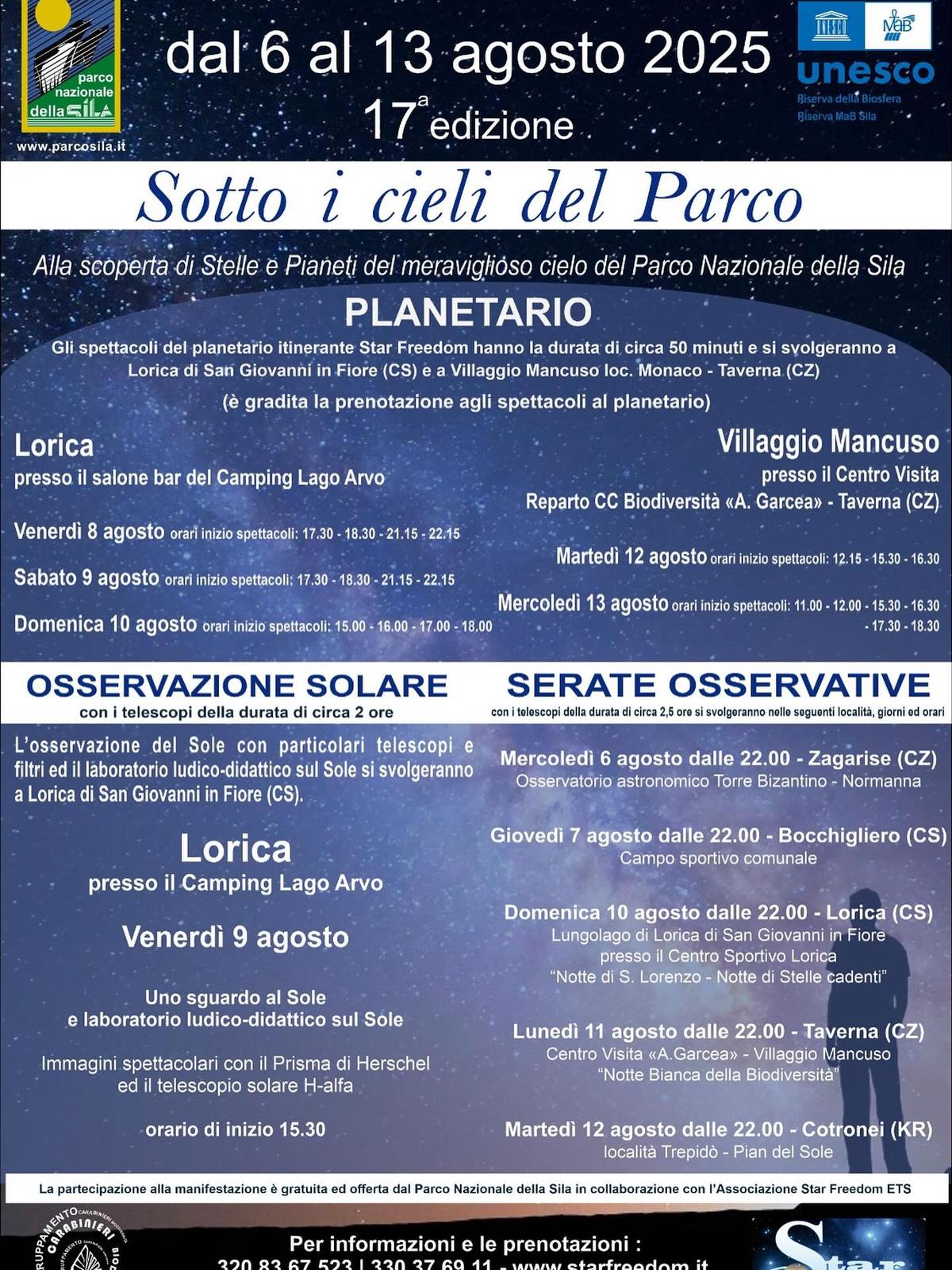 Locandina evento Sotto i cieli del parco