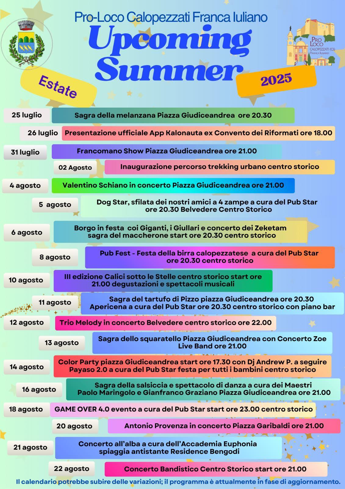 Calendario eventi Estate a Calopezzati