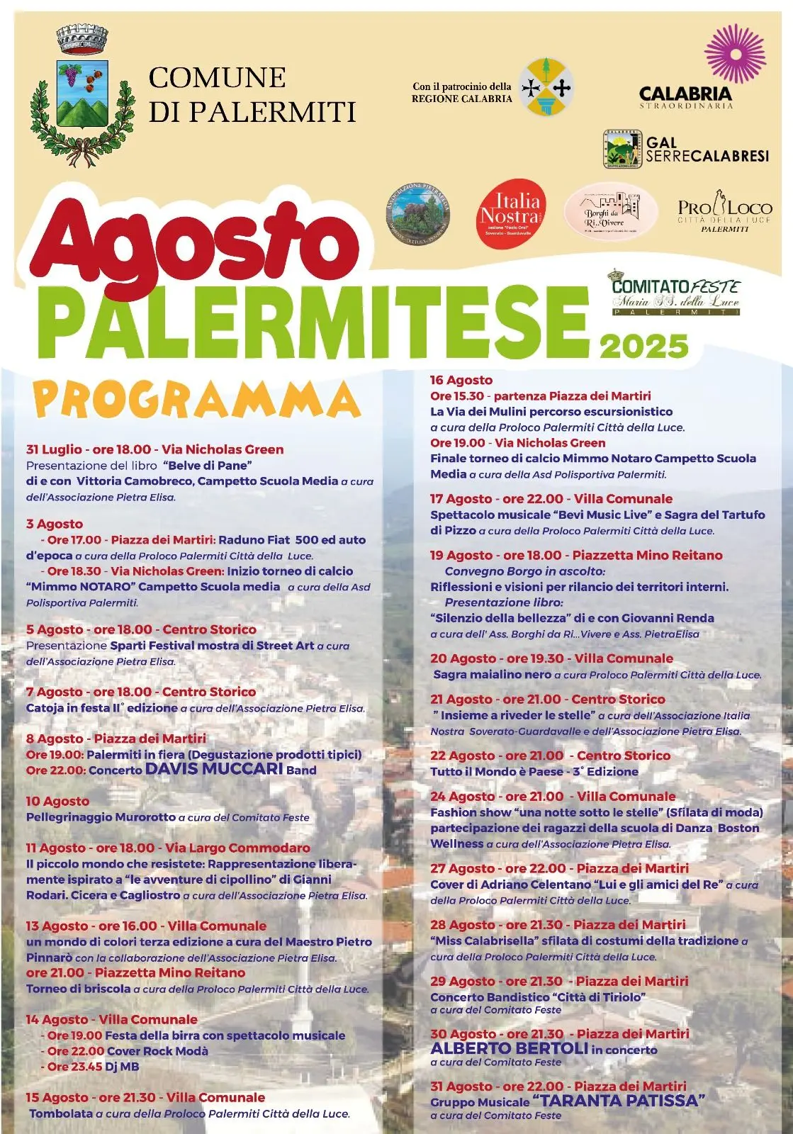 Calendario eventi Estate a Palermiti