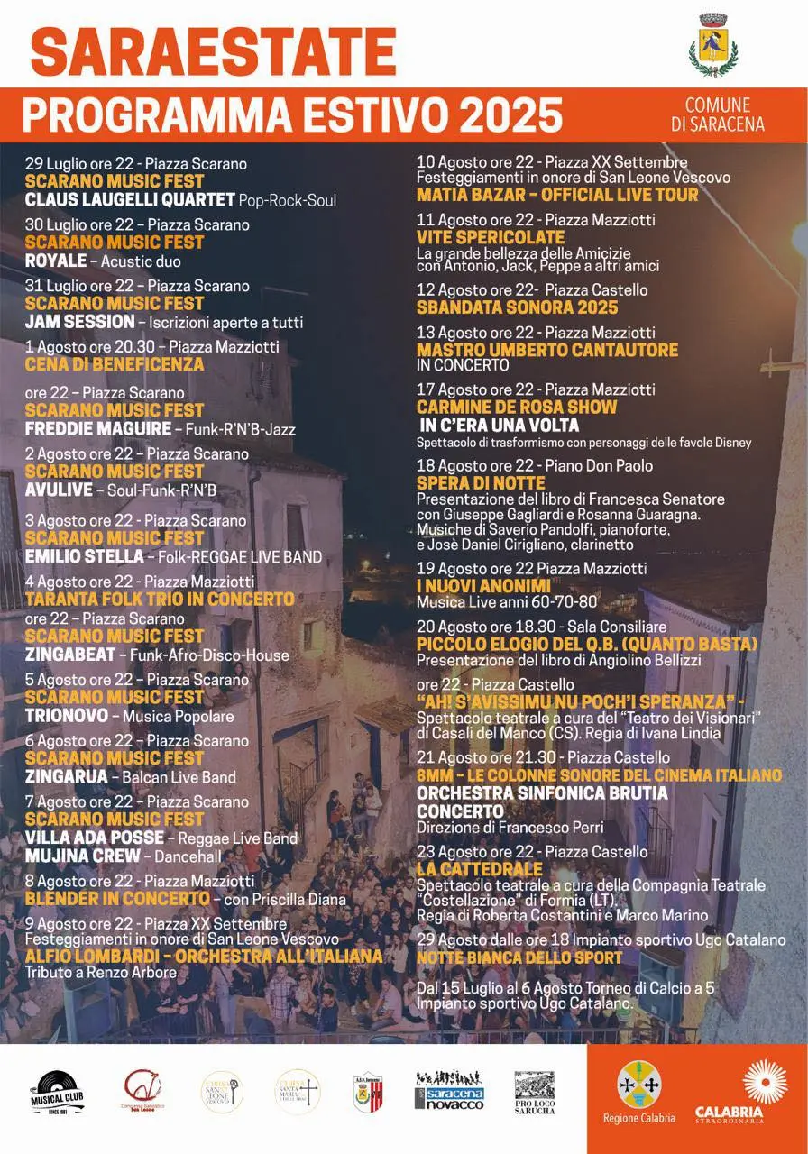Calendario eventi Estate a Saracena