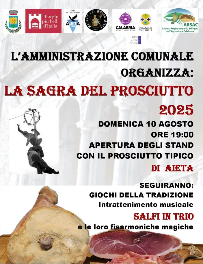 Locandina evento Sagra del prosciutto di Aieta 2025