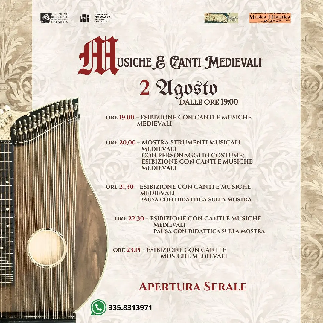 Locandina evento Musiche e Canti medievali a Scolacium