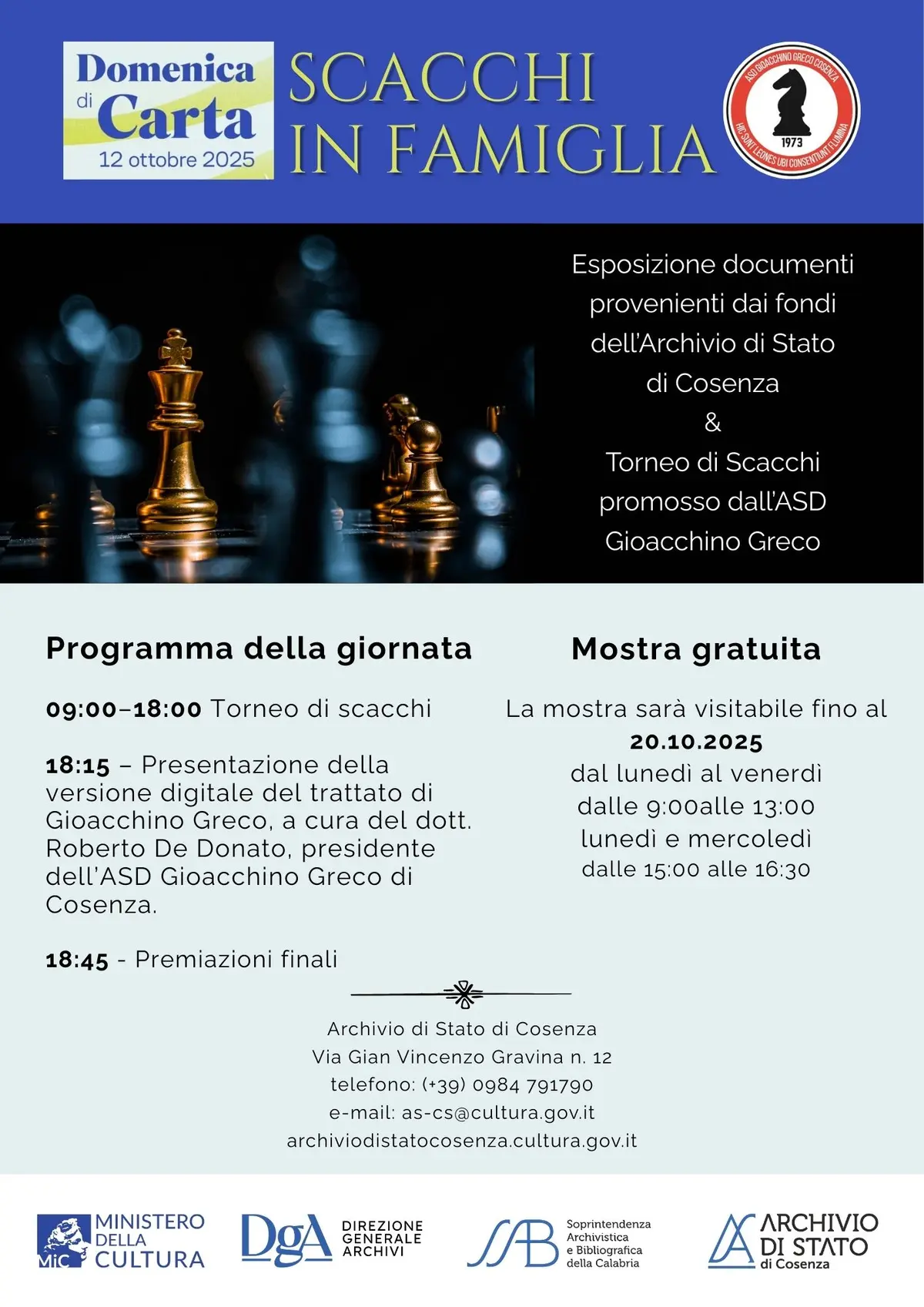 Locandina evento Scacchi in famiglia