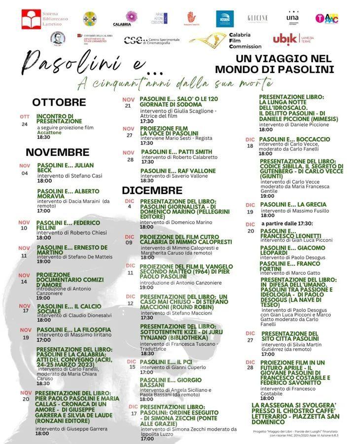 Locandina evento Pasolini e