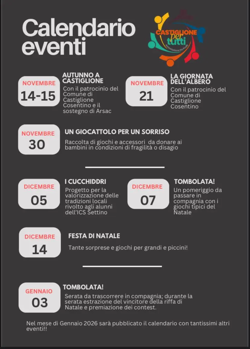 Locandina eventi Calendario eventi Castiglione