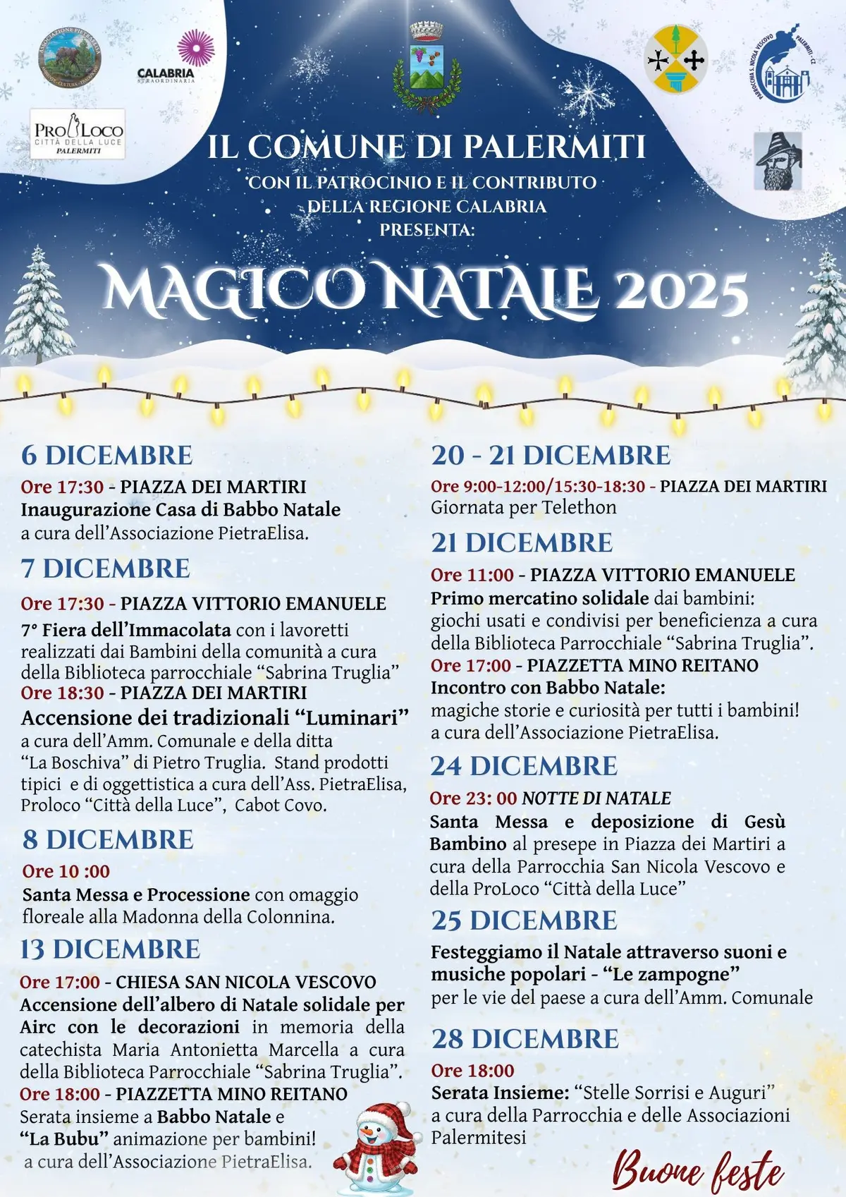 Calendario eventi Natale a Palermiti