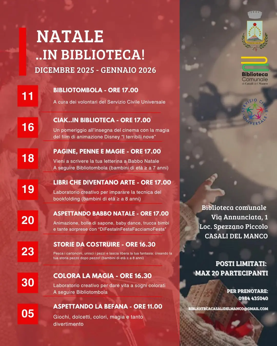 Locandina evento Natale in biblioteca