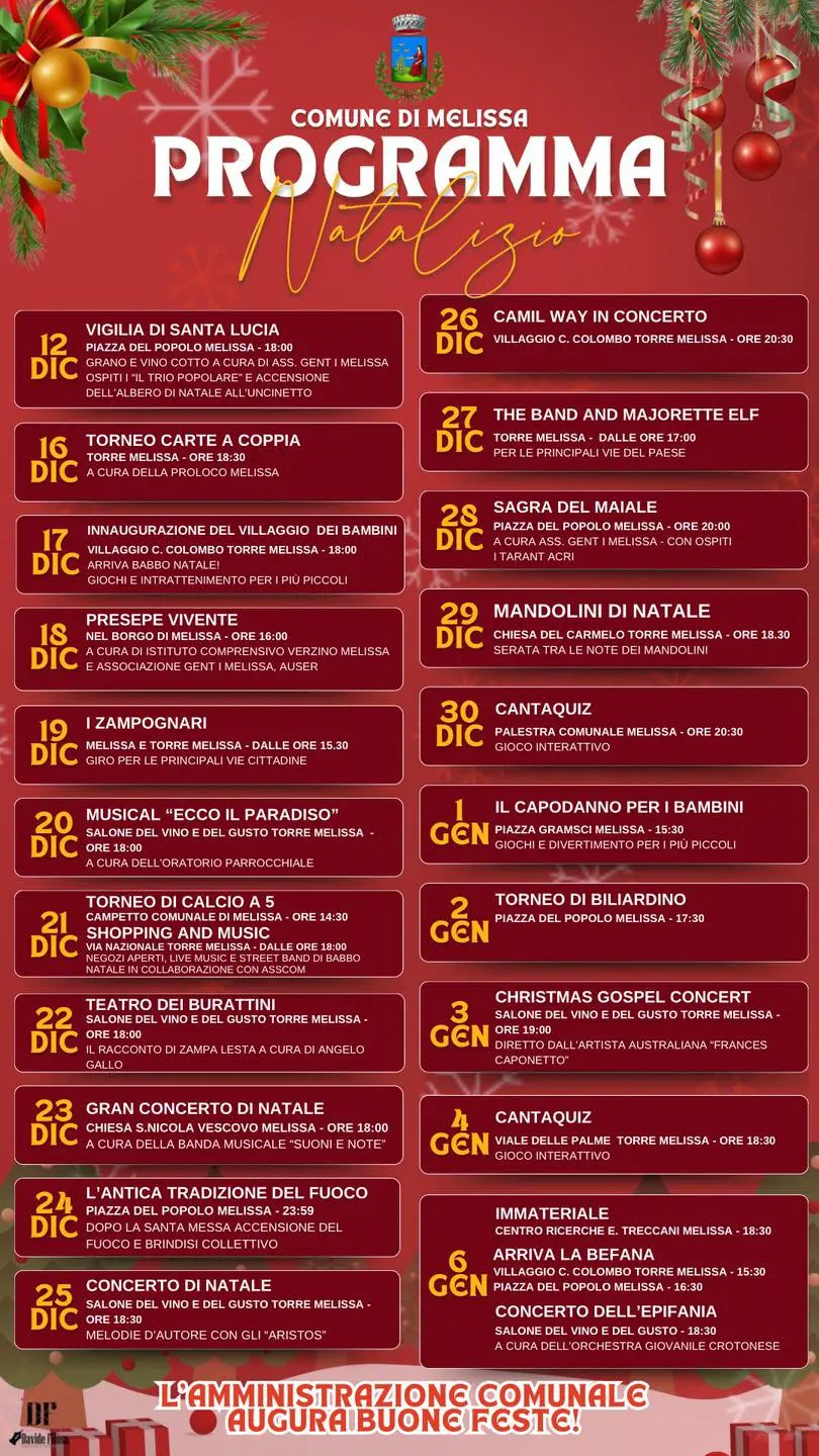 Locandina evento Natale a Melissa