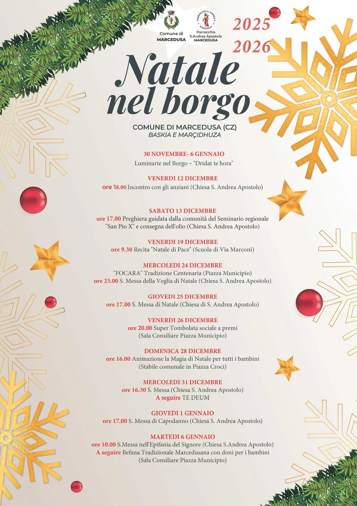 Locandina evento Natale a Marcedusa