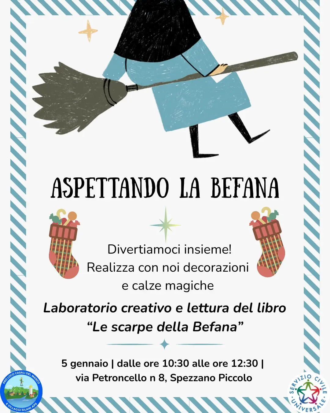 Locandina evento Aspettando la befana a Casali del Manco