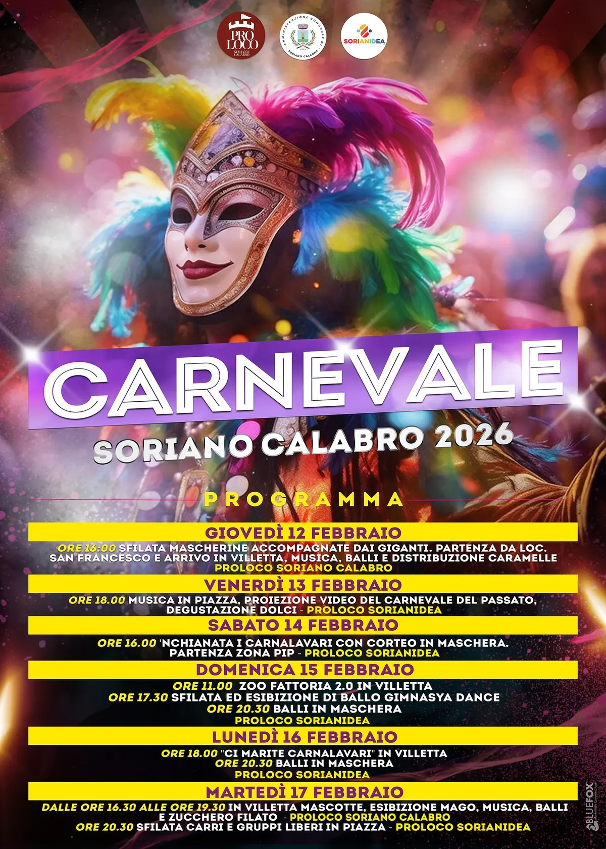 Locandina evento Carnevale di Soriano Calabro