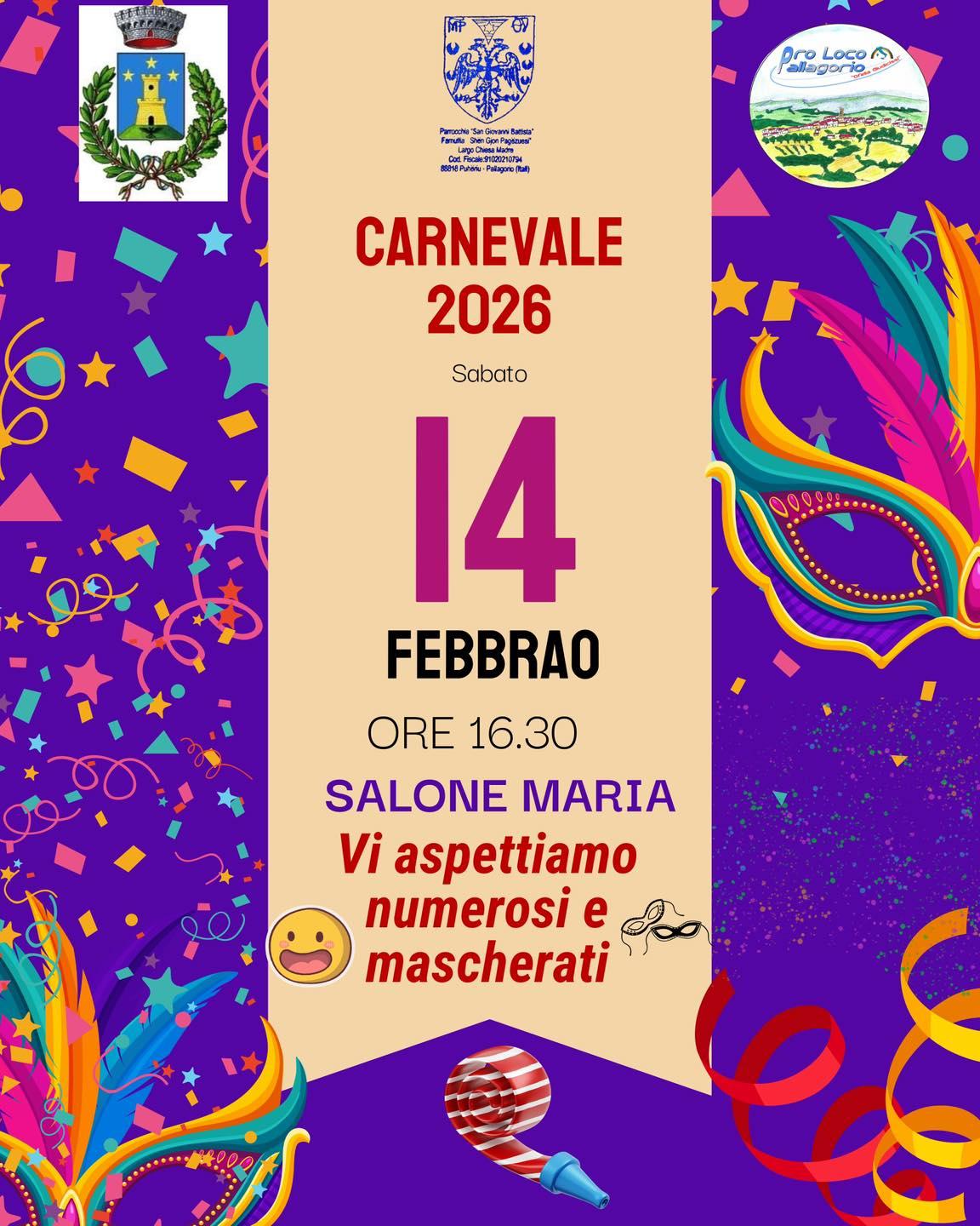 Locandina evento Carnevale di Pallagorio