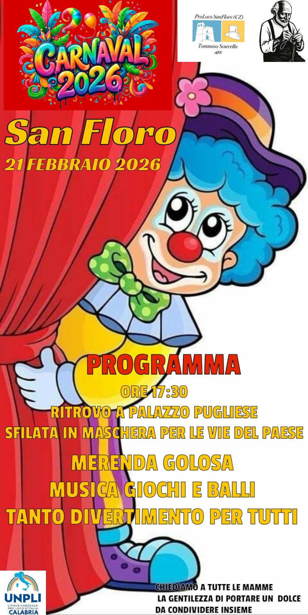Locandina Carnevale di San Floro nuova data